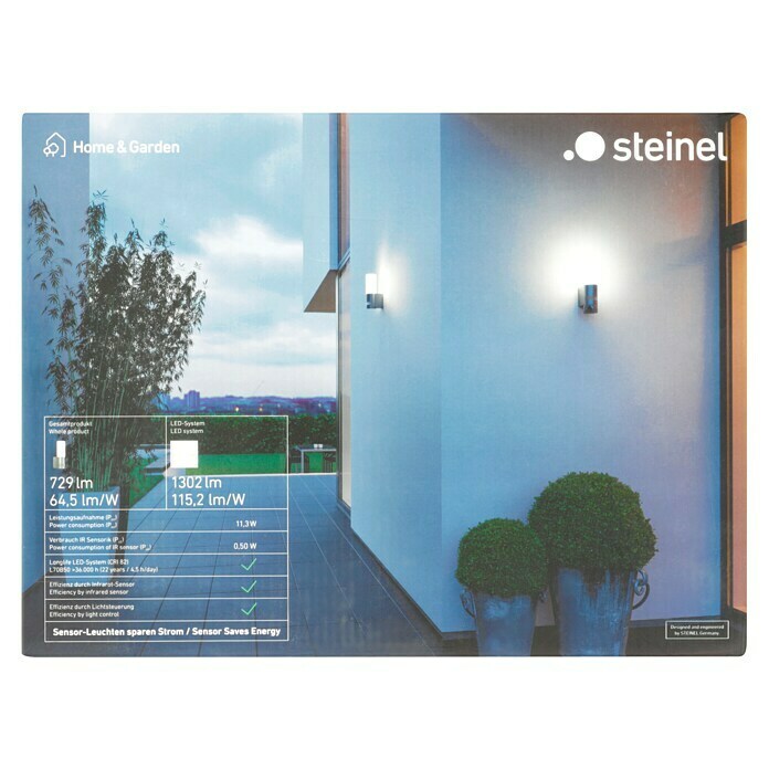 Steinel Aplique exterior LED con sensor (9,5 W, Antracita, Con sensor de movimiento, L x An x Al: 13,1 x 7,8 x 26 cm)