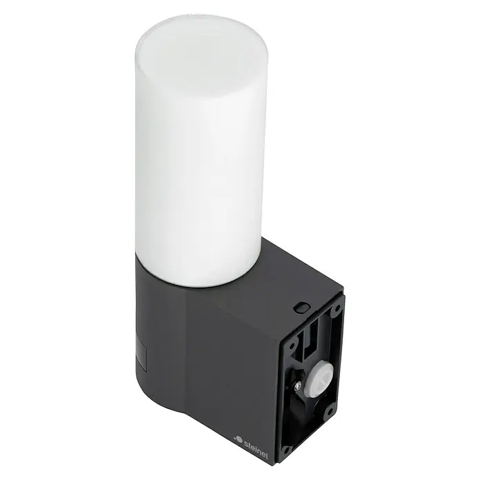Steinel LED-Sensor-Außenwandleuchte L 605 S anthrazit - 11,3 W, L x B x H: 13,1 x 7,8 x 26 cm, Anthrazit, Warmweiß - Grau-schwarze Steinel-Außenleuchte mit zylindrischem, weißem Lampenschirm. Die Sensorleuchte spendet zuverlässig Licht im Außenbereich.