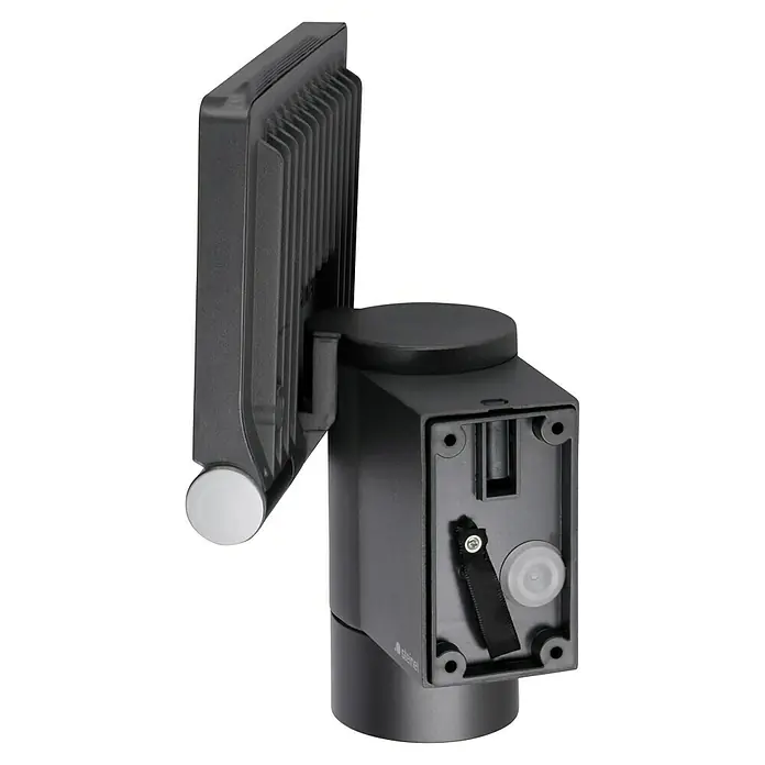Steinel LED-Außenwandleuchte XLED CAM 1 S anthrazit - 21 W, 16,7 x 21 x 27,5 cm, IP44 - Detailaufnahme einer schwarzen Steinel Außenleuchte mit Bewegungsmelder, die modernes Design und Funktionalität vereint.