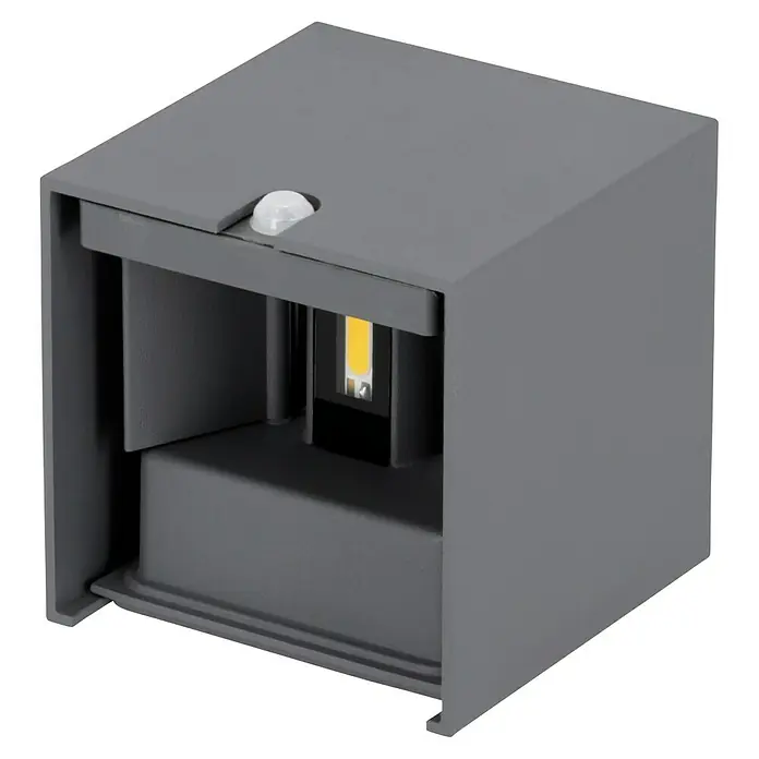Starlux LED-Sensor-Außenwandleuchte Umea - 10 W, L x B x H: 10 x 10 x 10 cm, Anthrazit, Warmweiß - Moderne, würfelförmige Wandleuchte in Grau mit integriertem Bewegungsmelder für den Außenbereich. Stilvolle Beleuchtung.