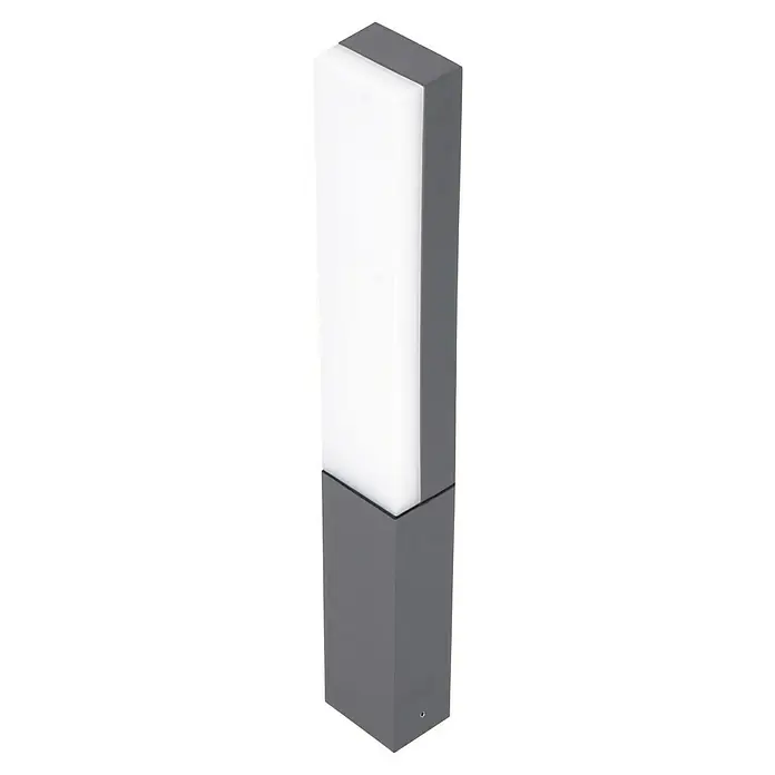 Starlux Laholm Sobremuro exterior - 8 W, Color del marco: Gris oscuro, Blanco cálido, 7 x 5,2 x 50 cm, Con bombillas - Esta imagen muestra una lámpara rectangular para exteriores con un inserto blanco luminoso y una base gris, ideal para caminos de jardín.