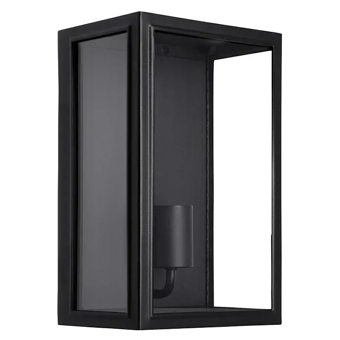 Konstsmide Außenwandleuchte Carpi - 60 W, 13,5 x 18 x 30 cm, Schwarz, IP44 - Elegante schwarze Wandleuchte mit klaren Linien. Die Lampe ist aus robustem Material gefertigt und bietet ein modernes Design für den Außenbereich.