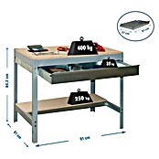 Simonrack Simonwork Banco de trabajo BT0 Box (L x Al: 61 x 84,2 cm, Ancho: 91 cm, Capacidad de carga: 600 kg, Gris)