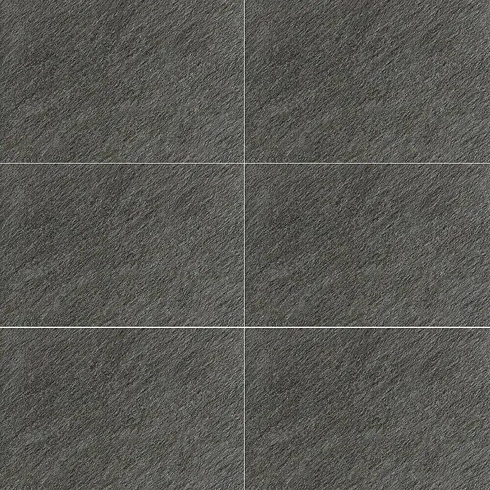 Terrassenfliese Manhattan 2.0 - 60 x 90 x 2 cm, Dunkelgrau, Matt - Graue Steinzeugfliesen mit markanter Textur, ideal für moderne Boden- und Wandgestaltungen im Innen- und Außenbereich.