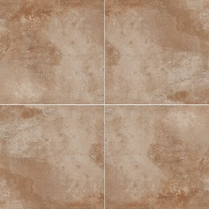 Terrassenfliese Neapel 2.0 - 60 x 60 x 2 cm, Cotto, Matt - Vier Terrakottafliesen mit strukturierter Oberfläche. Ideal für Bodenbeläge mit rustikalem Charme und warmen Farbtönen.