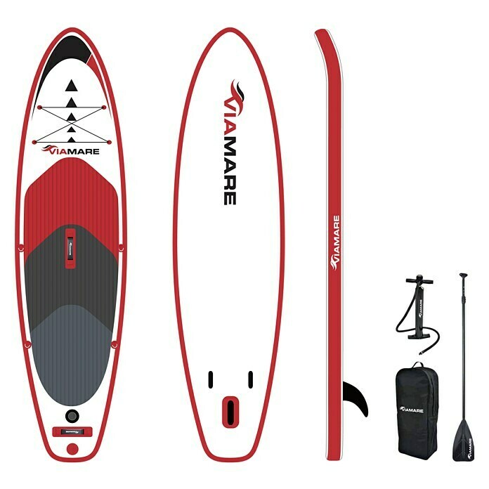 Viamare SUP-Board-Set 300 SL x B x H: 300 x 75 x 15 cm, Nutzlast: 120 kg, Aufblasbar, Rot/Weiß Unknown