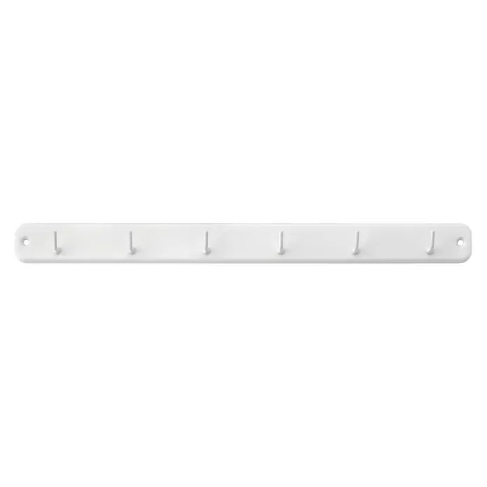 Inofix Perchero 3086 - L x An x Al: 37 x 32 x 3 cm, Acero inoxidable, Blanco - Perchero de pared blanco con siete ganchos para colgar chaquetas y accesorios en el pasillo o el baño.