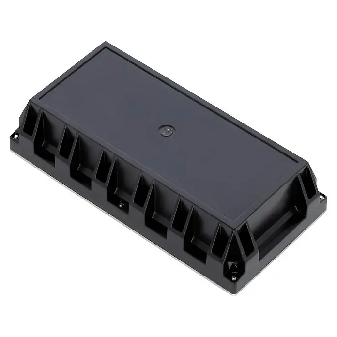 Paulmann LED-Außenwegleuchte Box - Warmweiß, L x B x H: 20 x 10 x 5,1 cm - Ein schwarzer, rechteckiger Verteilerkasten. Das Gehäuse ist robust und für verschiedene Anwendungen im Innen- und Außenbereich geeignet.