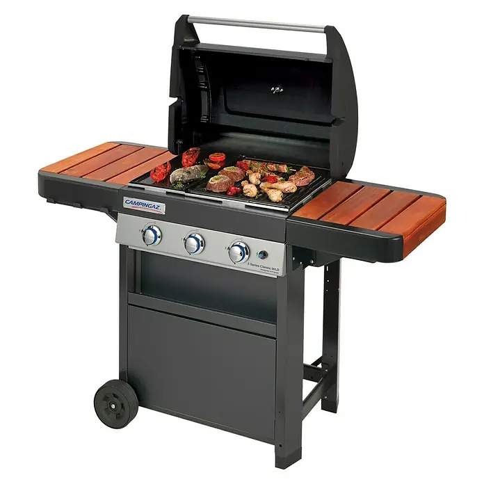 Campingaz Barbacoa de gas Classic WLD - Superficie de la parrilla (An x Pr): 61 x 46 cm, Número de quemadores: 3 - La parrilla Campingaz 3 Series Classic WLD ofrece mucho espacio para cocinar y mesas laterales prácticas.