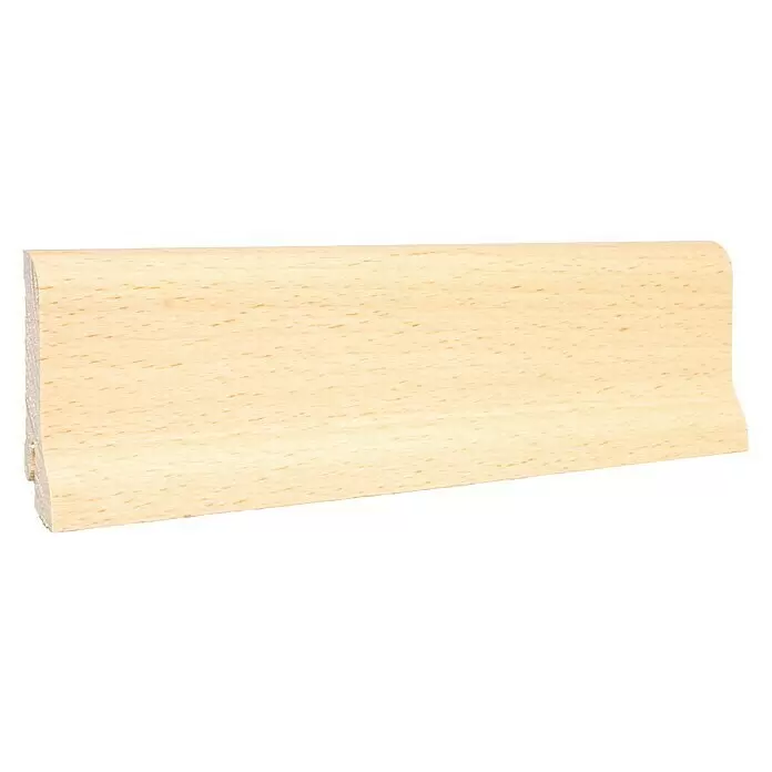 Sockelleiste - 240 x 2,2 x 6 cm, Buche hell - Helle Holzfußleiste mit abgerundeter Oberkante und natürlicher Holzmaserung.