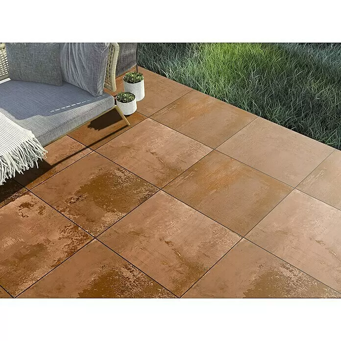 Terrassenfliese Metallic 2.0 - 60 x 120 x 2 cm, Kupfer, Matt - Stimmungsaufnahme