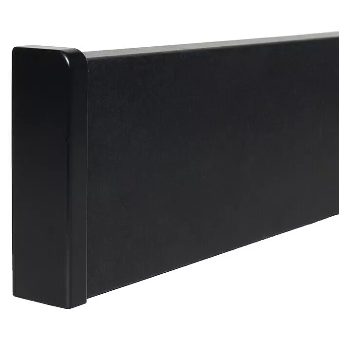 Endkappe Modern 58 - Schwarz, 2 Stk. - Schwarzes Rechteckprofil mit abgerundeter Endkappe, matt.