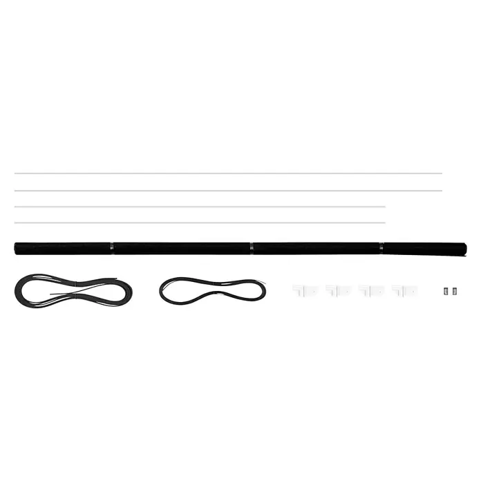 Schellenberg Mosquitera - An x Al: 130 x 150 cm, Montaje de la mosquitera: Fijación magnética, Color bastidor: Blanco - Conjunto de productos: Barra de sonido con accesorios para un sonido óptimo, incluyendo cables, soportes y hardware de montaje.