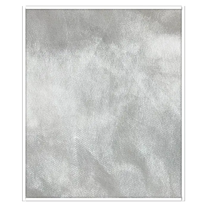 Schellenberg Mosquitera EasyClick - An x Al: 130 x 150 cm, Montaje de la mosquitera: Pegado, Color bastidor: Blanco - Primer plano de un tejido de color plateado con una textura fina y ligeramente brillante, enmarcado por un borde blanco.