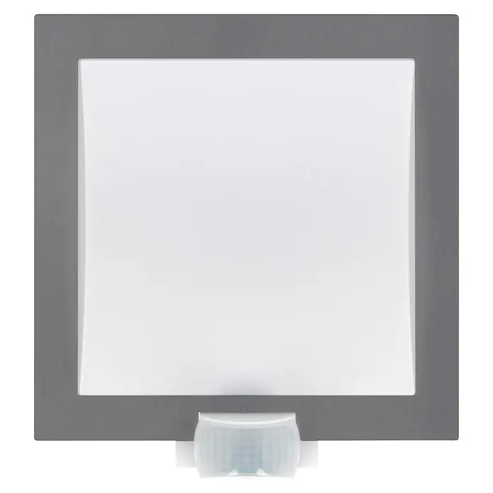 Steinel Sensor-Außenleuchte L 20 S Edelstahl - 60 W, 8 x 24 x 23 cm, Weiß/Silber, IP44 - Moderne, quadratische LED-Wandleuchte in Grau mit integriertem Bewegungsmelder für den Innenbereich. Ideal für Flure und Treppenhäuser.