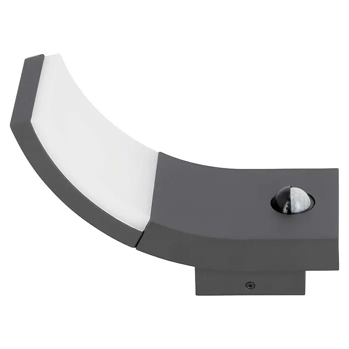 Starlux LED-Sensor-Außenwandleuchte Vincenza - 7 W, L x B x H: 122 x 84 x 190 mm, Silbergrau, Opal, Warmweiß - Graue LED-Wandleuchte mit Bewegungsmelder für den Außenbereich. Die Leuchte ist gebogen und gibt ein angenehmes Licht.