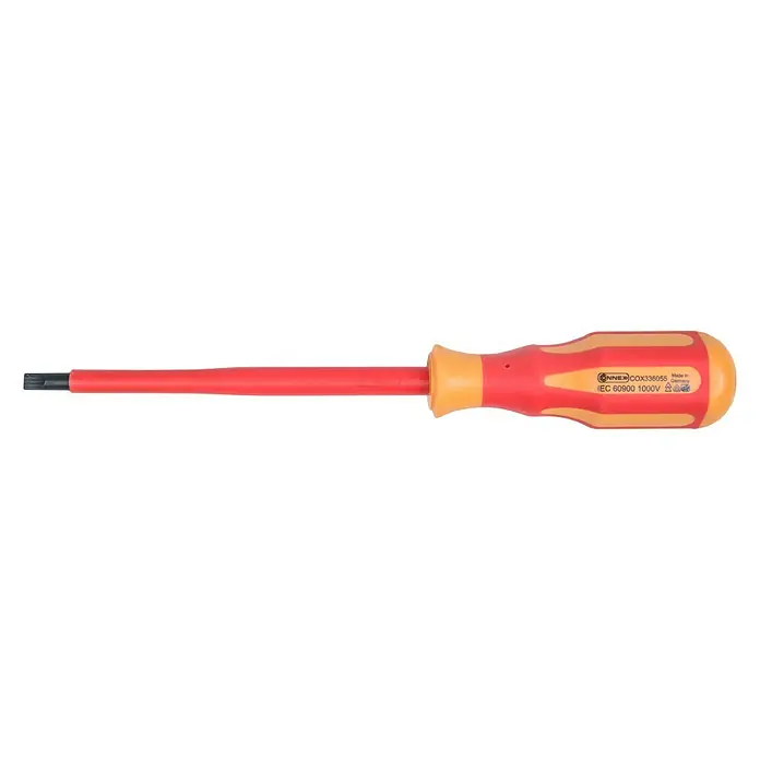 Connex Destornillador para electricista COX336055 - SL 5,5 mm, Longitud de la hoja: 125 mm - Un destornillador aislado, perfecto para trabajar con seguridad en instalaciones eléctricas. Mango duradero y punta precisa.