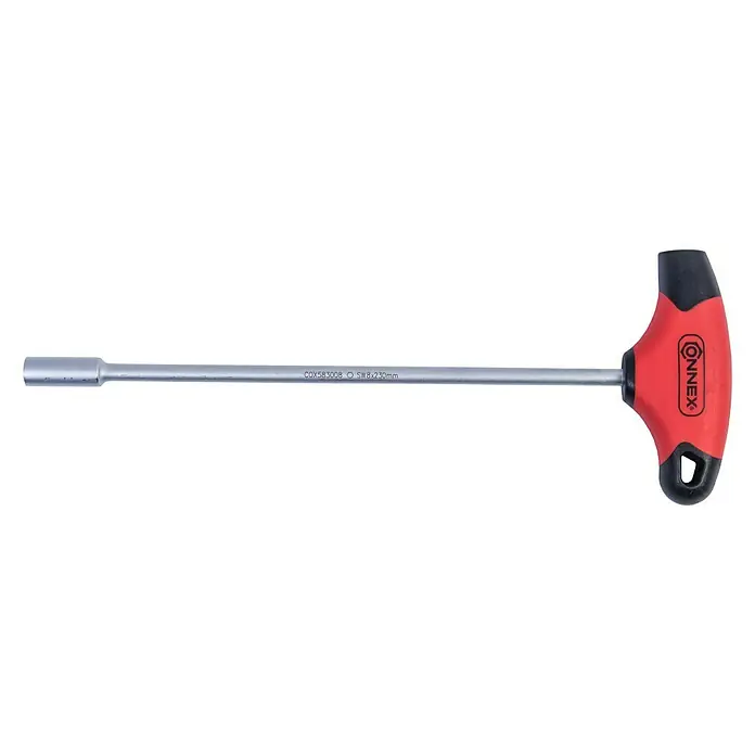 Connex Destornillador de llave de vaso COX583008 - Largo: 230 mm - Llave de vaso con mango en T Connex con mango rojo y eje plateado, ideal para trabajos de atornillado precisos.