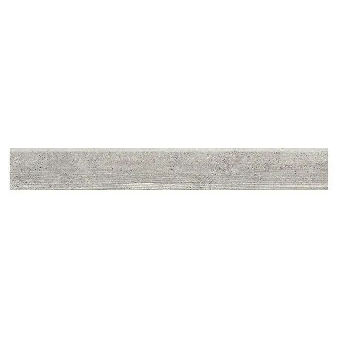 Sockelfliese Berlin Grey - 8 x 59,7 cm, Grau, Matt - Graue Betonplatte mit feiner Maserung und subtilen dunklen Sprenkeln für moderne Architekturprojekte.