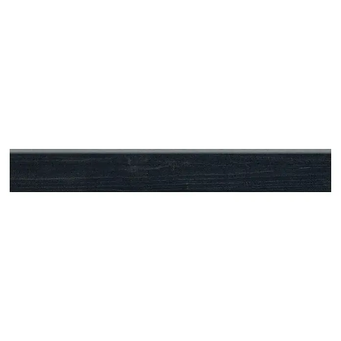 Sockelfliese Berlin Black - 8 x 59,7 cm, Anthrazit, Matt - Nahaufnahme einer dunklen Holzstruktur mit feinen Maserungen und einem dezenten Grauton am oberen Rand. Ideal für Hintergründe oder Texturen.