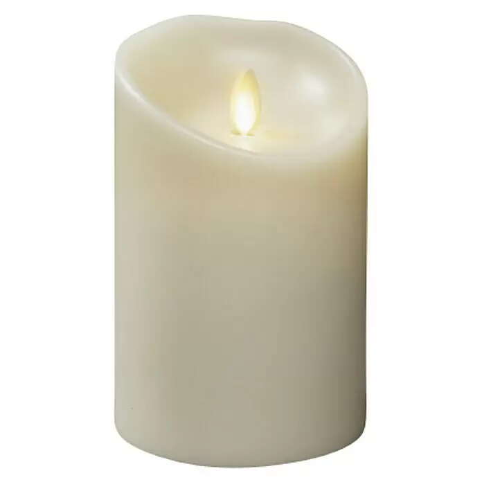 Konstsmide LED-Kerze - Beige, Wachs, 8,8 x 13,4 cm - Cremefarbene LED-Säulenkerze mit realistisch flackernder Flamme.