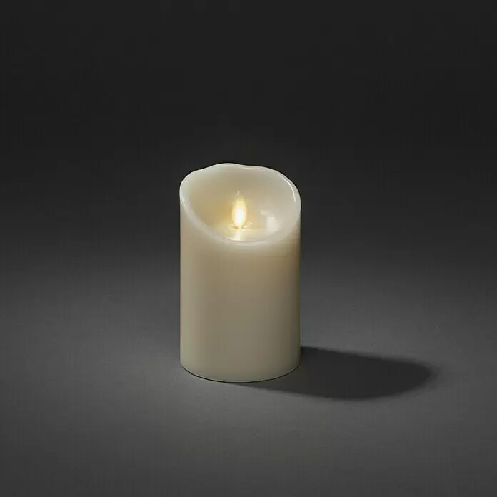 Konstsmide LED-Kerze - Beige, Wachs, 7,6 x 11,4 cm - Cremefarbene LED-Kerze mit realistisch flackernder Flamme.