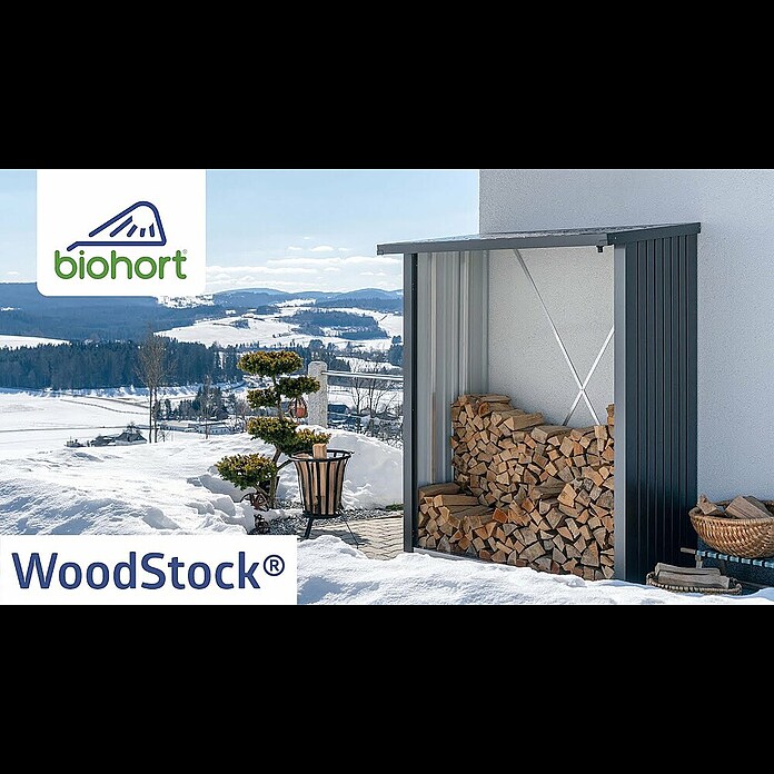 Biohort WoodStock Rückwand WoodStock 230 (B x H: 2,18 x 1,97 m, Stahl, Dunkelgrau Metallic) | BAUHAUS