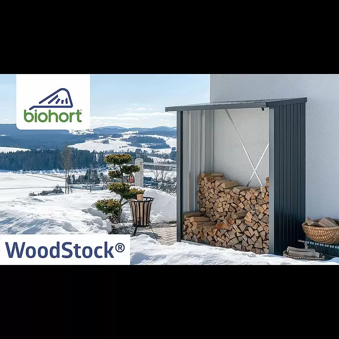 Biohort WoodStock Rückwand WoodStock 150 - B x H: 1,46 x 1,97 m, Stahl, Dunkelgrau Metallic - Biohort WoodStock