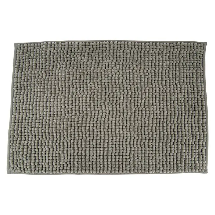 MSV Alfombra de baño Chenille - 60 x 40 cm, Poliéster, Gris - Alfombra de baño gris con textura de felpilla, que proporciona comodidad y seguridad en el baño. Esta alfombra es suave.