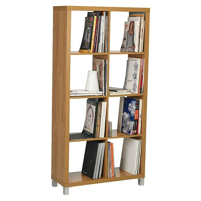 Estantería de madera Kubox 8 huecos (An x Al: 76 x 153 cm, MDF, Arce)