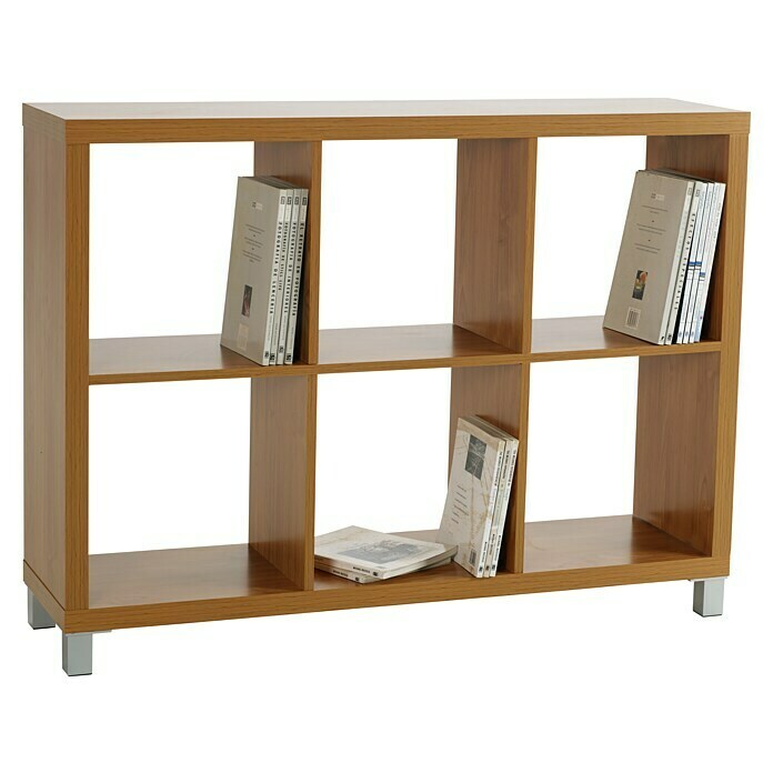 Estantería de madera Kubox 6 huecos (An x Al: 111 x 83 cm, MDF, Arce)