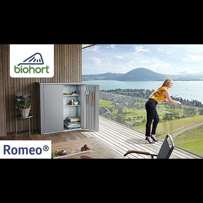 Biohort Romeo Geräteschrank Gr. M (Außenmaß inkl. Dachüberstand (B x T): 132 x 57 cm, Stahl, Dunkelgrau Metallic) | BAUHAUS
