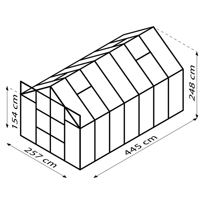 Vitavia Gewächshaus Uranus 11500 - Außenmaß inkl. Dachüberstand (B x T): 257 x 445 cm, 4 mm, Schwarz - Schwarzes Hintergrundbild, ideal für minimalistische Designs und Präsentationen. Es bietet eine neutrale, elegante Leinwand.