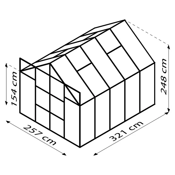 Vitavia Gewächshaus Uranus 8300 - Außenmaß inkl. Dachüberstand (B x T): 257 x 321 cm, 4 mm, Aluminium - Schwarzer Hintergrund.