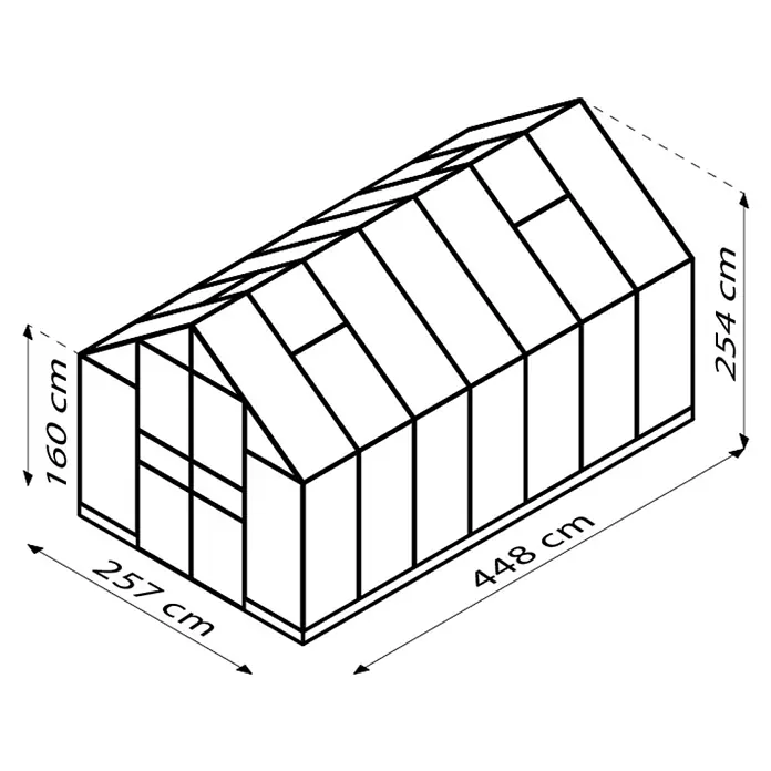 Vitavia Gewächshaus Domus 11500 - Außenmaß inkl. Dachüberstand (B x T): 257 x 449 cm, 4 mm, Smaragd - Schwarze, minimalistische Kunst für moderne Räume. Perfekt als Akzent oder subtiler Hintergrund.