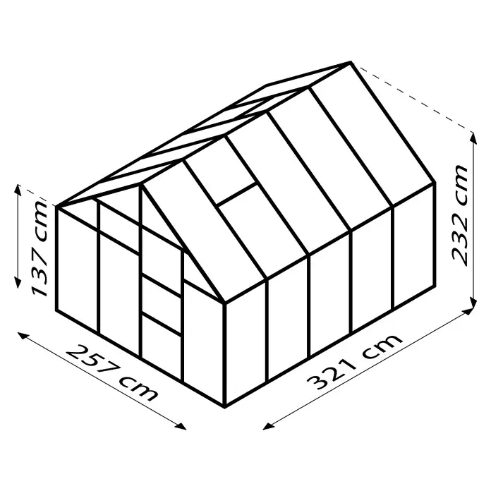 Vitavia Gewächshaus Merkur 8300 - Außenmaß inkl. Dachüberstand (B x T): 257 x 321 cm, 6 mm, Schwarz - Das Bild zeigt eine schwarze Leinwand, die ideal für digitale Kunstprojekte und als neutraler Hintergrund geeignet ist.