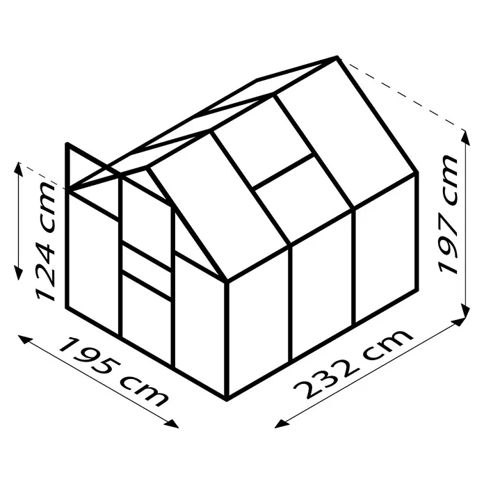Vitavia Gewächshaus Calypso 4400 - Außenmaß inkl. Dachüberstand (B x T): 195 x 232 cm, 4 mm, Aluminium - Produktbild.