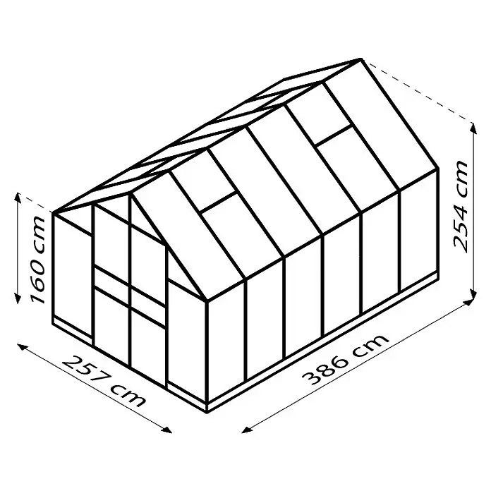 Vitavia Gewächshaus Domus 9900Außenmaß inkl. Dachüberstand (B x T): 257 x 387 cm, 4 mm, Schwarz