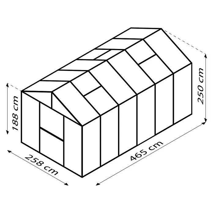 Vitavia Gewächshaus Zeus 11900 - Außenmaß inkl. Dachüberstand (B x T): 256 x 465 cm, 3 mm, Aluminium - Schwarzer Hintergrund.
