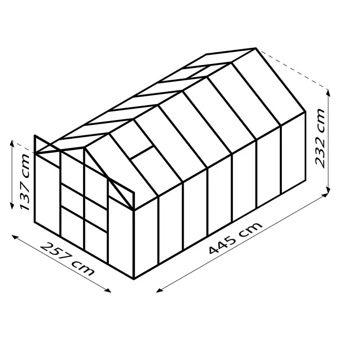Vitavia Gewächshaus Mars 11500 - Außenmaß inkl. Dachüberstand (B x T): 257 x 445 cm, 6 mm, Schwarz - Schwarzer Hintergrund.
