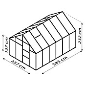 Vitavia Gewächshaus Merkur 9900 (3,83 x 2,57 x 2,3 m, Farbe: Aluminium, Einscheibensicherheitsglas (ESG), 3 mm)