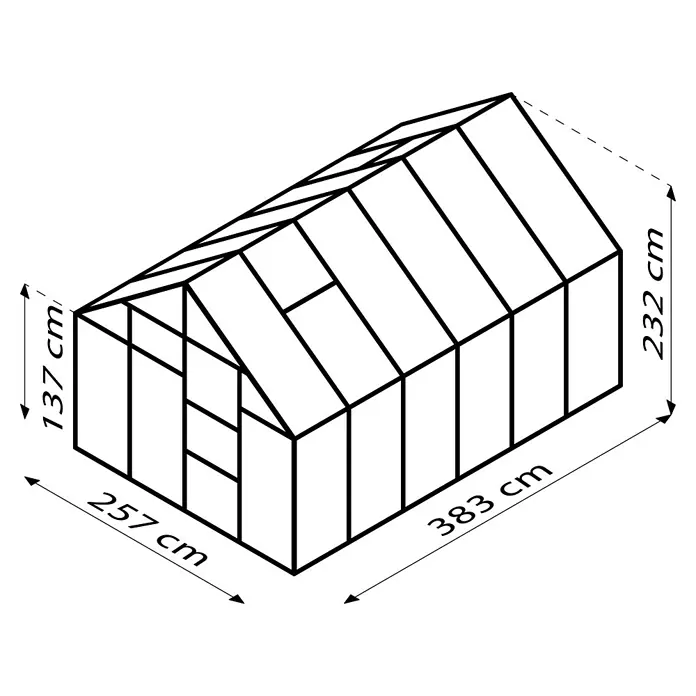 Vitavia Gewächshaus Merkur 9900 - Außenmaß inkl. Dachüberstand (B x T): 257 x 383 cm, 4 mm, Smaragd - Schwarzes Bild.