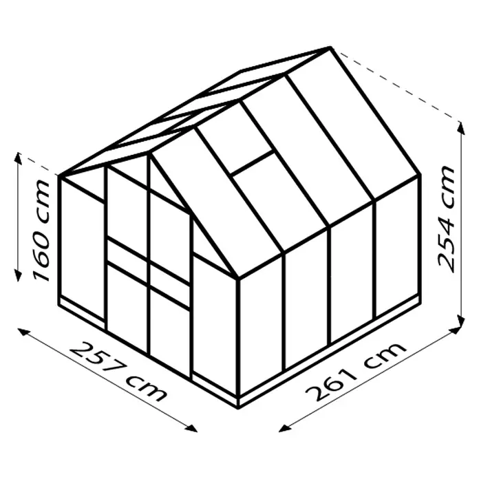 Vitavia Gewächshaus Domus 6700 - Außenmaß inkl. Dachüberstand (B x T): 257 x 263 cm, 3 mm, Aluminium - Ein mysteriöses Bild in Schwarz, das die Phantasie anregt und zum Nachdenken über verborgene Formen einlädt.