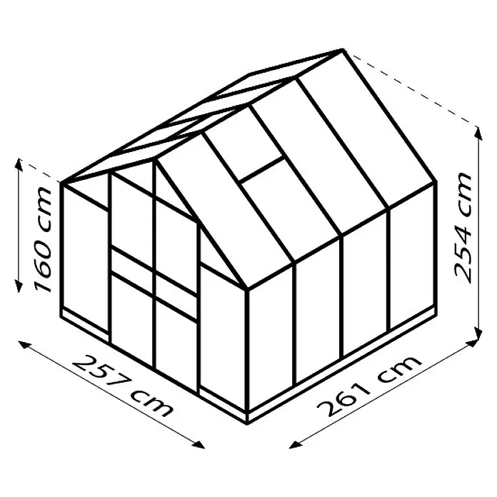 Vitavia Gewächshaus Domus 6700Außenmaß inkl. Dachüberstand (B x T): 257 x 263 cm, 4 mm, Aluminium