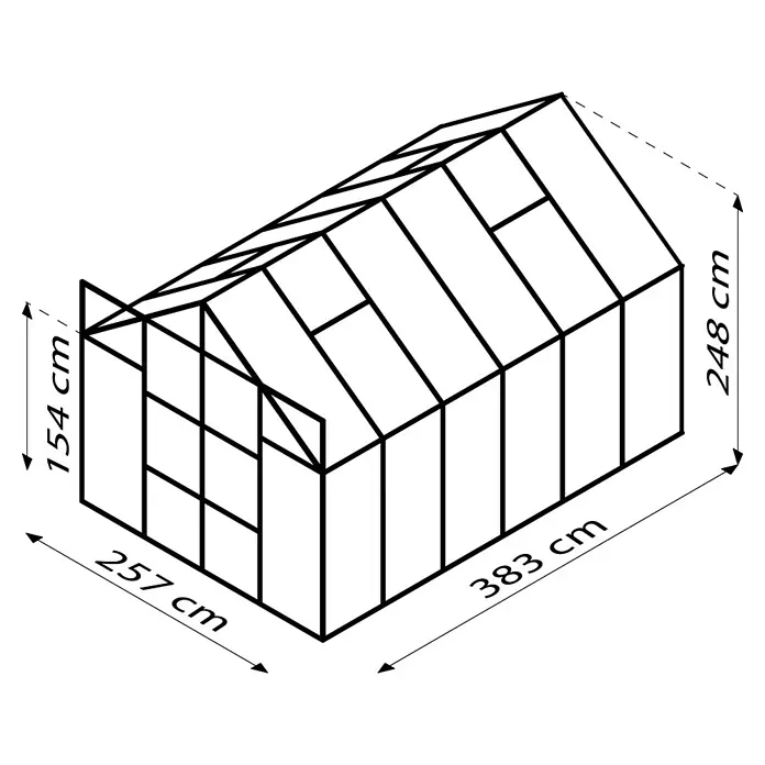 Vitavia Gewächshaus Uranus 9900 - Außenmaß inkl. Dachüberstand (B x T): 257 x 383 cm, 4 mm, Schwarz - Schwarzer Hintergrund, ideal für vielfältige Anwendungen, minimalistisch und vielseitig. Perfekt für digitale Projekte.