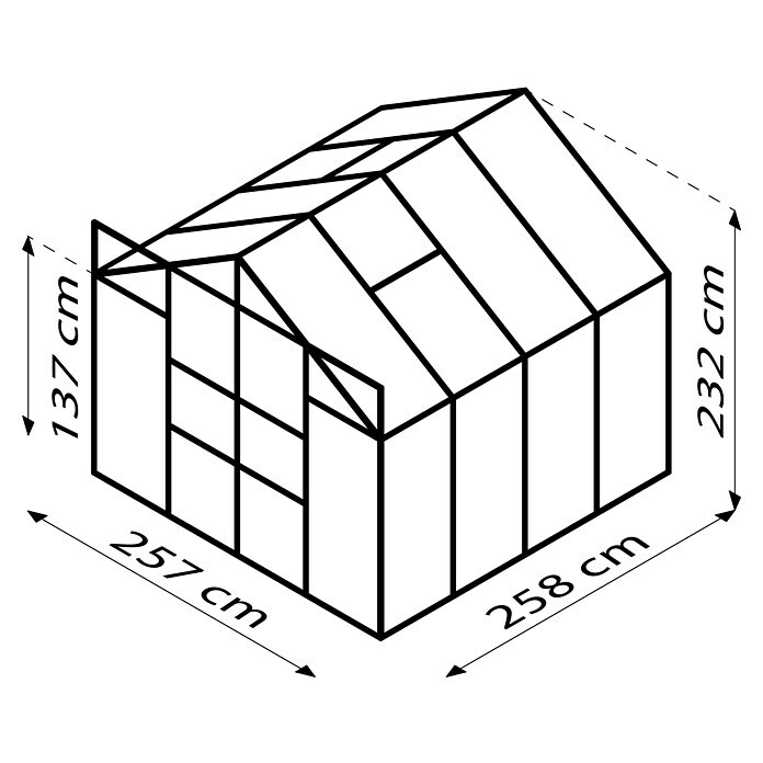 Vitavia Gewächshaus Mars 6700 (2,58 x 2,57 x 2,3 m, Farbe: Aluminium, Einscheibensicherheitsglas (ESG), 3 mm)