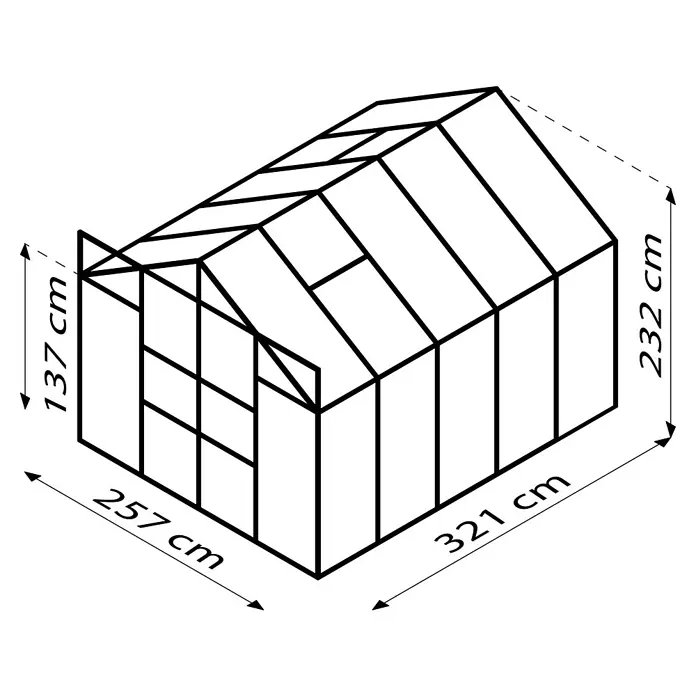 Vitavia Gewächshaus Mars 8300 - Außenmaß inkl. Dachüberstand (B x T): 257 x 321 cm, 3 mm, Smaragd - Schwarzes Rechteck, abstrakt und minimalistisch. Für vielseitige Hintergründe oder Designprojekte geeignet.