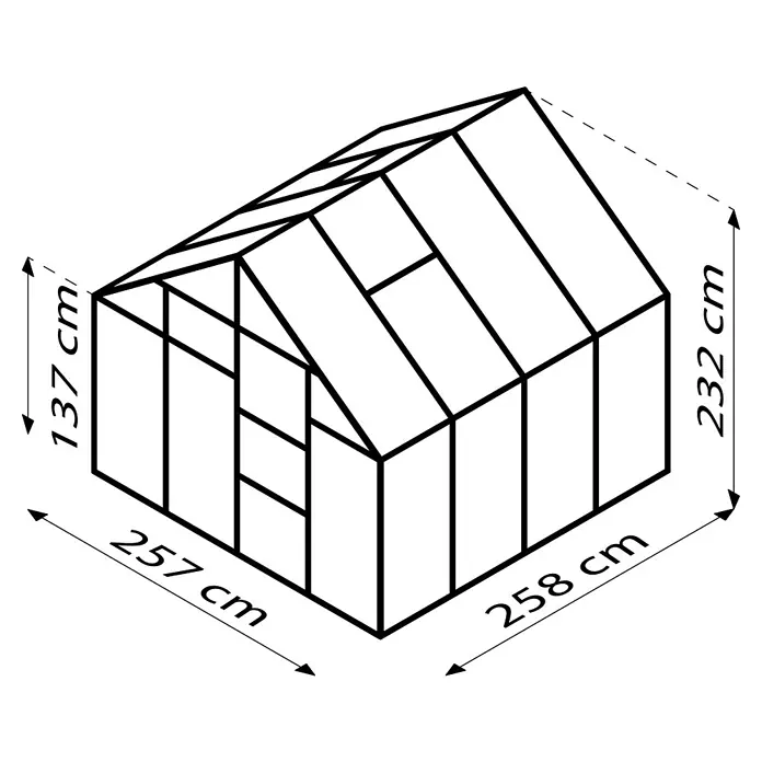 Vitavia Gewächshaus Merkur 6700 - Außenmaß inkl. Dachüberstand (B x T): 257 x 258 cm, 4 mm, Schwarz - Dunkles Bild ohne erkennbare Details. Die tiefschwarze Farbe dominiert die gesamte Leinwand und lässt keine Formen oder Konturen erkennen.