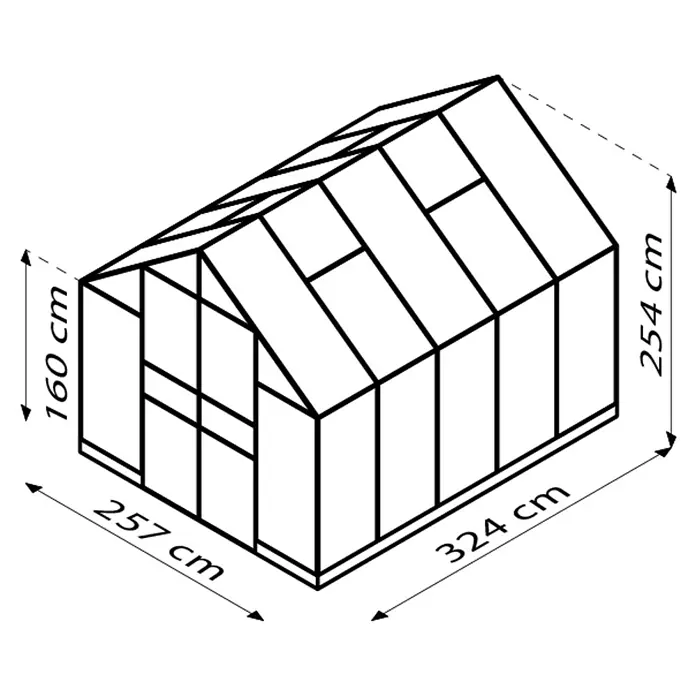 Vitavia Gewächshaus Domus 8300 - Außenmaß inkl. Dachüberstand (B x T): 257 x 325 cm, 4 mm, Schwarz - Schwarzer Hintergrund.