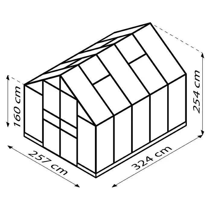 Vitavia Gewächshaus Domus 8300Außenmaß inkl. Dachüberstand (B x T): 257 x 325 cm, 4 mm, Aluminium